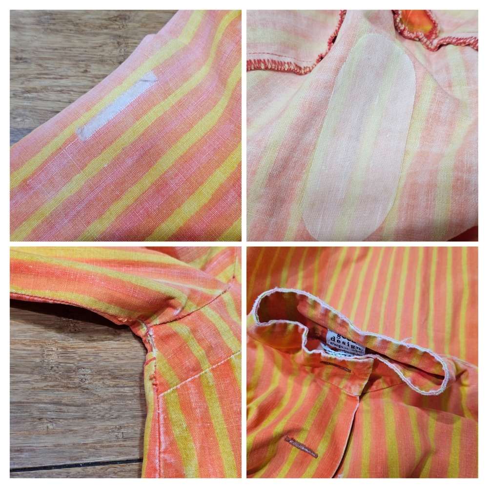 Vintage Marimekko Finland Dress Womens 6 Orange Yellow Stripe Cotton Mod Retro - Picture 7 of 10